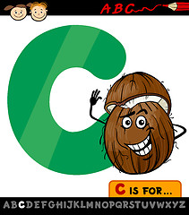 Image showing letter c with coconut cartoon illustration