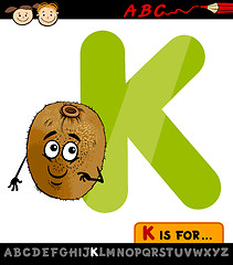 Image showing letter k with kiwi cartoon illustration