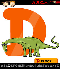 Image showing letter d with dinosaur cartoon illustration