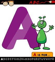 Image showing letter a with alien cartoon illustration