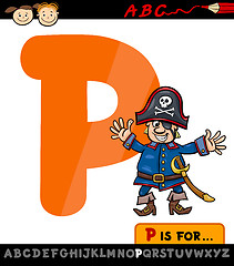 Image showing letter p with pirate cartoon illustration