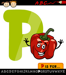 Image showing letter p with pepper cartoon illustration