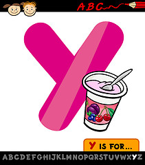 Image showing letter y with yogurt cartoon illustration