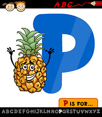 Image showing letter p with pineapple cartoon illustration