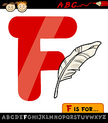 Image showing letter f with feather cartoon illustration