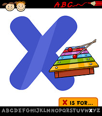 Image showing letter x with xylophone cartoon illustration