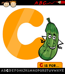 Image showing letter c with cucumber cartoon illustration