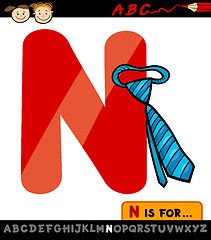 Image showing letter n with necktie cartoon illustration
