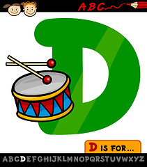 Image showing letter d with drum cartoon illustration