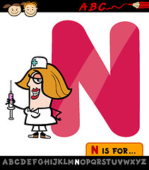 Image showing letter n with nurse cartoon illustration