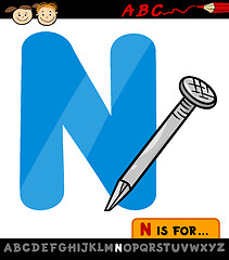 Image showing letter n with nail cartoon illustration