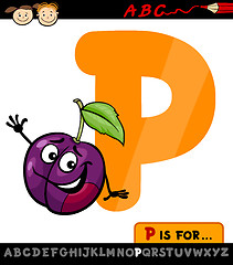 Image showing letter p with plum cartoon illustration