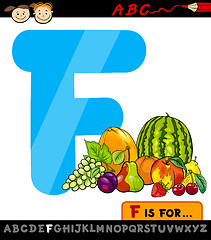 Image showing letter f with fruits cartoon illustration