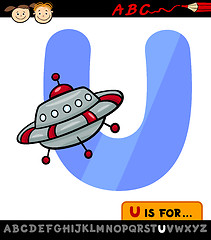 Image showing letter u with ufo cartoon illustration