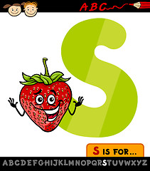 Image showing letter s with strawberry cartoon illustration