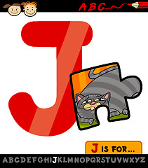 Image showing letter j with jigsaw cartoon illustration