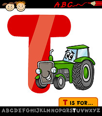 Image showing letter t with tractor cartoon illustration