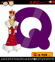 Image showing letter q with queen cartoon illustration