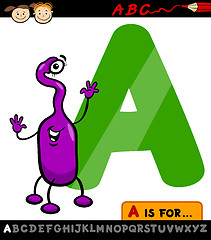 Image showing letter a with alien cartoon illustration