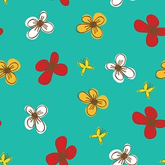 Image showing Seamless pattern with abstract hand drawn flowers