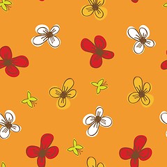 Image showing Seamless pattern with abstract hand drawn flowers