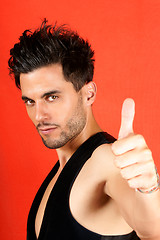 Image showing Attractive man with thumbs up