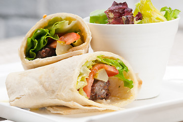 Image showing kafta shawarma chicken pita wrap roll sandwich