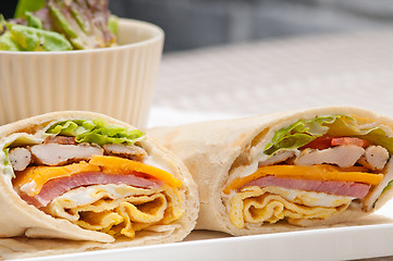 Image showing club sandwich pita bread roll