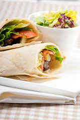 Image showing kafta shawarma chicken pita wrap roll sandwich