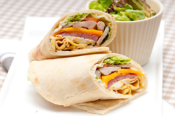 Image showing club sandwich pita bread roll