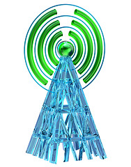 Image showing digital transmitter sends signals from high tower