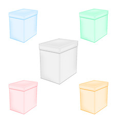 Image showing Group colorful closed unprinted boxes