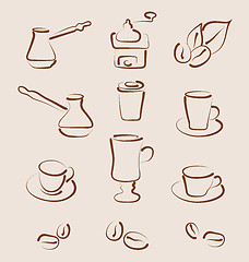 Image showing Sketch set coffee design elements - vector