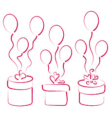 Image showing Set gift boxes with balloons for your anniversary