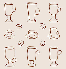 Image showing Outline set coffee and tea design elements