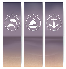 Image showing Set labels with beach, retro style