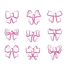 Image showing Christmas set outline gift bows isolated 