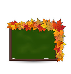 Image showing School board with maple leaves isolated