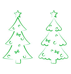 Image showing Christmas set trees with decoration, stylized hand drawn