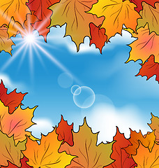 Image showing Autumn leaves maple, sky, clouds