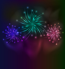 Image showing Colorful fireworks background with place for text