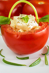 Image showing tomato basket with mozarella