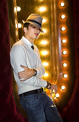 Image showing young man with glass of champagne