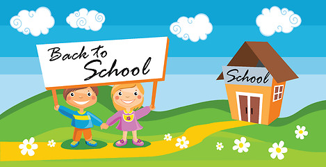 Image showing Back to school template with kids 
