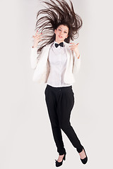 Image showing Business woman with flying hair