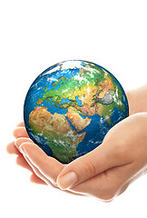 Image showing Hand of the person holds globe.