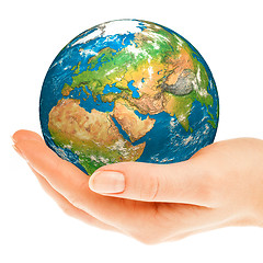 Image showing Hand of the person holds globe.