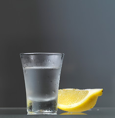 Image showing vodka glass with lemon slice