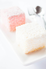 Image showing Close up lamington sponge cakes 