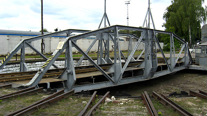 Image showing Steam locomotives in locomotive depot